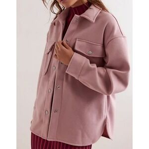 New Free People We The Free $168 Soft Lola Shirt‎ Jacket Pink Boho Hipster Sz M